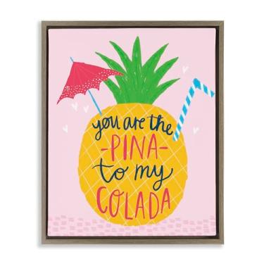 Imagem de Stupell Industries Tela emoldurada Pina To My Colada Brown Floater Design de arte de parede por Lisa Barlow, 25 x 31