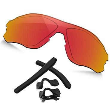 Imagem de TRUSHELL Mais de 20 opções de kits de borracha/lente de substituição para óculos de sol OAKLEY EVZero Path OO9308, Kits de borracha preta + vermelho fogo - polarizado, EVZero Path