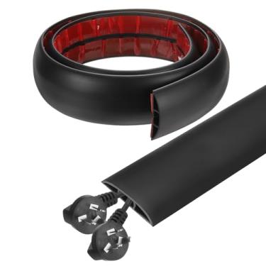 Imagem de HARFINGTON Capa de cabo de 1,2 m L 0,5 x A 0,3 Canal interno PVC esconde extensão, protetor de fios para evitar desvios de cabos, gerenciamento de cabos, preto