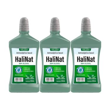 Imagem de Kit 3 und Halinat Antisseptico Bucal Menta Suave 500 ml