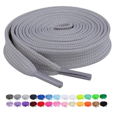 Imagem de Booyckiy 2 pares de cadarços planos de 2/12.7 cm para tênis, 26 cores, cadarços de 68,5 a 182,9 cm, Cinza claro (2 pares), 40inch (102cm)