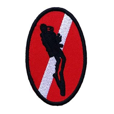 Imagem de simhoa Emblema oval de mergulho, mergulhador, com bandeira de flipers, para mochila, scrapbook