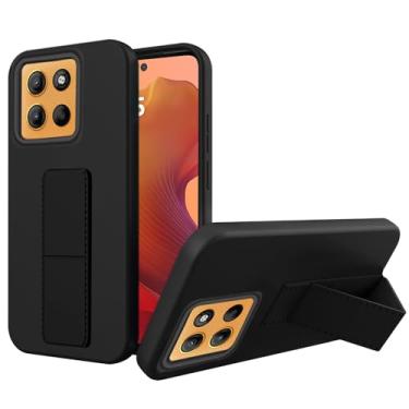 Imagem de Compatível com Motorola Moto G15 / Moto G15 Power Phone Case, suporte dobrável com alça de pulso [suporte magnético para carro] Capa protetora de pulseira para Moto G15 / G15 Power - preta