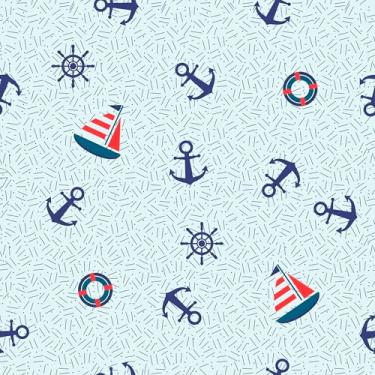 Imagem de Papel De Parede Adesivo Infantil Barco Marinheiro Azul 3m