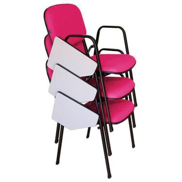 Imagem de 03 Cadeiras Escolar Universitária Linha Hotel Auditório Rosa