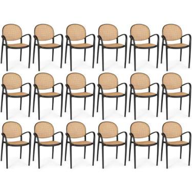 Imagem de Kit 18 Cadeiras de Jantar Roma Com Braço para Sala e Cozinha - Preto -