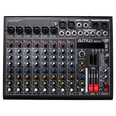 Imagem de Amw MX10 v2 Mesa de Som 10 Canais 8 xlr Bluetooth efx Bluetooth Interface USB