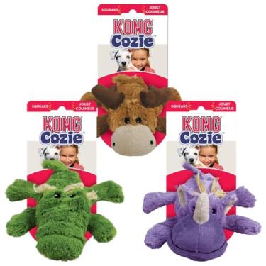Imagem de KONG Pacote sortido Cozie Marvin The Moose Brinquedo de pelúcia para cães, Ali The Jacaré e Rosie The Rhino, tamanho médio