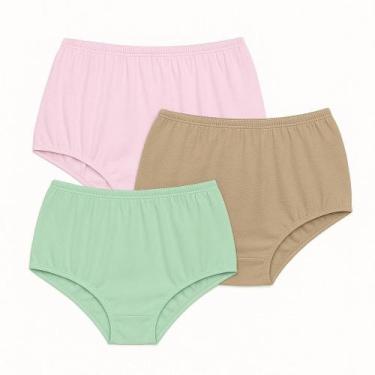 Imagem de 3 Calcinhas Plus Size Luminate 0162 Rosa Chocolate Verde, 44, Sortidos