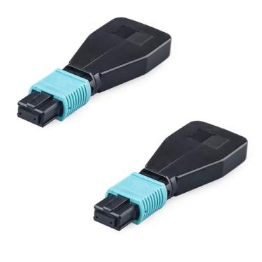 Imagem de [Pacote com 2] Adaptador de loop de fibra óptica MPO, conector MPO de 12 núcleos multimodo OM3 50/125um plugue de teste para aplicações de teste de transceptor QSFP+ ou restaurações de rede