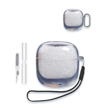 Imagem de Capa para Soundcore por Anker P20i True Wireless Earbuds, WUNIAK Capa protetora de TPU macio transparente com chaveiro e kit de limpeza para mulheres e homens à prova de choque, transparente