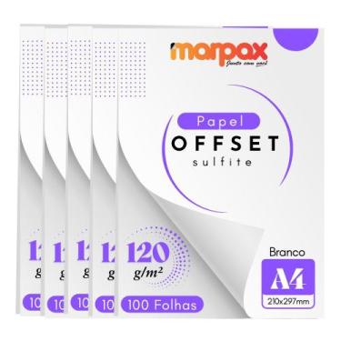 Imagem de Papel Offset 120g A4 210x297mm Branco Marpax 500 fls