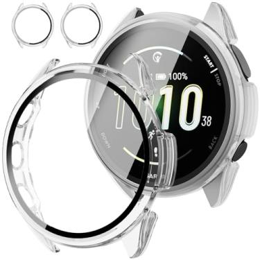 Imagem de Rc-Z Capa protetora de tela para Garmin Forerunner 165, Rc-Z Slim Guard bumper cobertura total rígida PC capa protetora HD ultrafina para smartwatch Forerunner 165, transparente