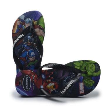 Imagem de Chinelo Infantil Havaianas Masculino Top Marvel II 0090, 35/36, Preto,