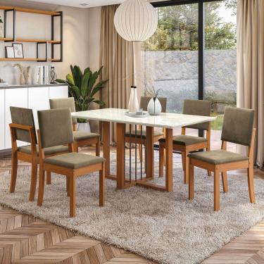Imagem de Mesa de Jantar 6 Lugares Adria com Vidro Canela/Off White - Kappesberg Jantar