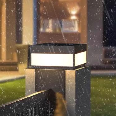 Imagem de CUTPOIY Tampas de poste solares para ambientes externos, lâmpadas de coluna de metal e vidro movidas a energia solar, lâmpadas modernas de LED para cercas, lâmpadas à prova d'água, paisagem, lanternas