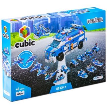 Imagem de Blocos de Montar Cubic 25 em 1 Polícia 569 Peças Multikids - BR1619 BR1619