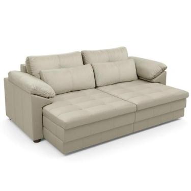 Imagem de Sofá Retrátil Para Sala de Estar 3 Lugares 250cm Riza S03 Couro Bege P