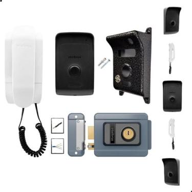 Imagem de Kit Interfone Porteiro Residencial IPR 1010 Intelbras Com fechadura el