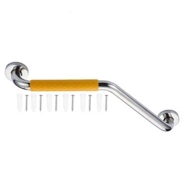 Imagem de Barra Alça Apoio Angular 25X25cm Borracha Antiderrapante Idoso Pcd Acessibilidade Banheiro Box Segurança