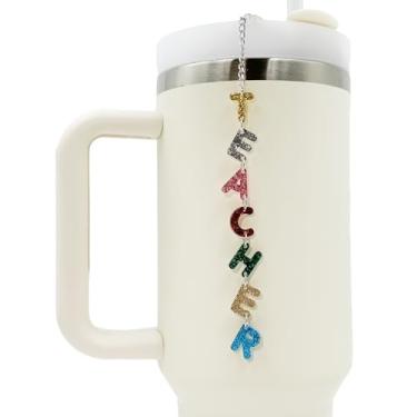 Imagem de Decoração de copo de professor – pingente de corrente de garrafa de água para apreciação do professor para Stanley 850 g 1,134 g (ouro)