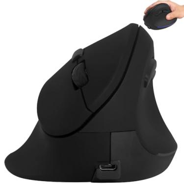 Imagem de Mouse sem fio ergonômico vertical para mãos grandes, silencioso, luz LED azul Ergo 3600DPI túnel do carpo mouse sem fio confortável para PC, laptop, computador, MacBook Pro, presente de escritório