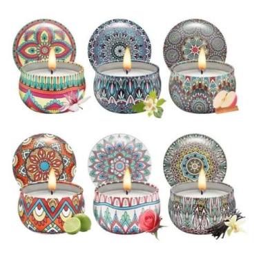 Imagem de Kit 5 Super Velas Cera Coco E Soja Aromatizada Em Lata - Sweet Home