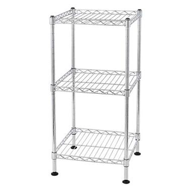 Imagem de ZNENJVYB Organizador de banheiro cromado de 3 camadas – Rack de arame durável e toalheiro de 2 camadas, fácil de montar, certificado NSF Healthy Living, perfeito para banheiros, armários e quartos
