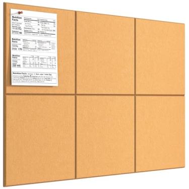 Imagem de MaxGear Quadro grande de cortiça para parede de 91 cm x 61 cm, quadro de avisos amarelo mostarda, pacote com 6 azulejos de parede de feltro com pinos, placas de cortiça para escritório, quadro de