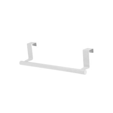 Imagem de 1/2 peças toalheiro sobre porta barra de toalha suporte pendurado aço inoxidável banheiro armário de cozinha branco preto toalha pano prateleira cabide, branco s, 2 peças