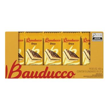 Imagem de Display Bauducco Bolinho Duo Chocolate 27g - 15 unidades