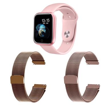 Imagem de Kit 1 Smartwatch P70 Rosa + 2 Pulseiras Rosê E Rosa