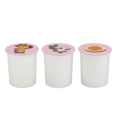 Imagem de Trio de Potes Kit Higiene Bebê Quarto Lavável Safari Savana - Neném na