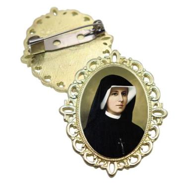 Imagem de Broche Dourado Santa Faustina Terno Noivo lapela Qualidade Resinado Al