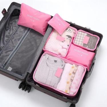 Imagem de Organizador de Mala de Bagagem Viagem Kit 6 Peças Bolsa - oem, Rosa