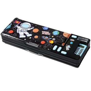 Imagem de LilyBeauty Estojo Multifuncional Com Calculadora, Apontador E Currículo, Vários Padrões Fofos, Adequado Para Meninas Meninos Do Ensino Fundamental, Ótimos Presentes Crianças (Preto)