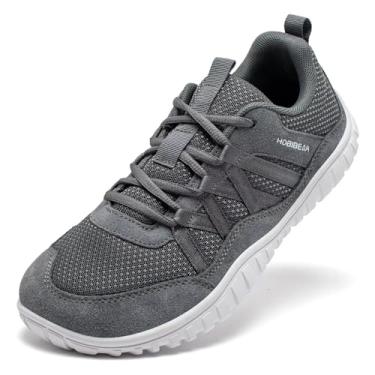 Imagem de HOBIBEAR Tênis feminino masculino minimalista para trilha com bico largo, sem queda, para uso ao ar livre, cross training, Cinza, 38 BR G