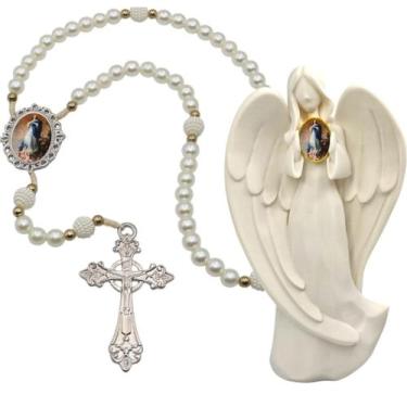Imagem de Terço Oraçao Luxo com Imagem Anjo Nossa Senhora da Conceição Decoração