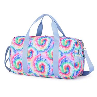 Imagem de Bolsa de ginástica bolsa de ginástica infantil bolsa de viagem de unicórnio com compartimentos para sapatos bolsa de balé esportiva para adolescentes festa do pijama de fim de semana bolsa de mão, Tie Dye roxo