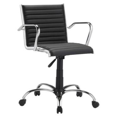 Imagem de Cadeira Escritório Giratória Preta Diretor Alezzi Cromada