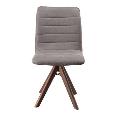 Imagem de Cadeira Giratória Com Assento Estofado E Base Em Madeira Maciça – Chanel Exclusiva Linho Cacau