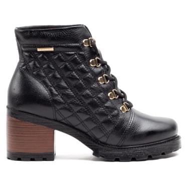 Imagem de Coturno Feminino Pegada em Couro Matelassê Preto - 37