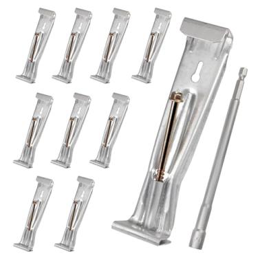 Imagem de Pacote com 10 cabides de calha de 12,7 cm com parafusos resistentes à ferrugem, clipes de calha de parafuso rápido, suporte de calha oculto, vem com broca sextavada de 6 mm para calhas de alumínio