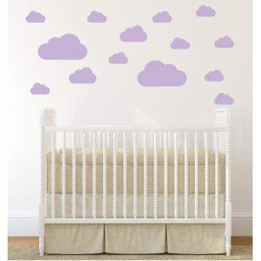 Imagem de Adesivo de Parede Nuvens Lilás para Quarto Infantil - Quartinhos