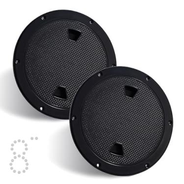 Imagem de CROSSBODY 2 peças escotilha preta de 20 cm redonda antiderrapante para inspeção com tampa removível para iate de barco marinho, navios, trailer, instalações externas, plástico ABS, parafuso anexado