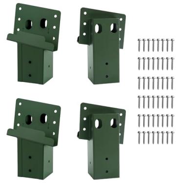 Imagem de ICokin 4 peças de suportes de suporte de veado verde, suporte de ângulo composto de 10 cm x 10 cm para suporte de veado, persianas de caça, barracas de tiro e casas na árvore