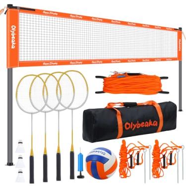 Imagem de Olybeaka Conjunto combo de vôlei e badminton resistente (laranja)