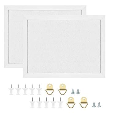 Imagem de TORASO Quadro de avisos de cortiça, placas de cortiça para paredes com pinos, parafusos de olhal, vedações, parafusos, placa de pino para escritório, escola e casa (branco, 43 cm x 58 cm - 2P)