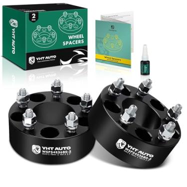 Imagem de YHTAUTO Espaçadores de roda 5x4,5 polegadas 5 polegadas compatível com Toyota, Ford, Jeep, Honda, Dodge, KIA, Hyundai, Chrysler e Mazda Espaçadores de pneu 5 x 114,3 mm com parafusos 12 x 1,5 pinos 73 mm furo do cubo 5 pinos 2 peças adaptador de roda preto