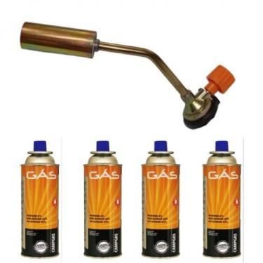 Imagem de Kit Maçarico Portátil GT-49 Manual Regulagem de Chama + 4 Latas Refil 